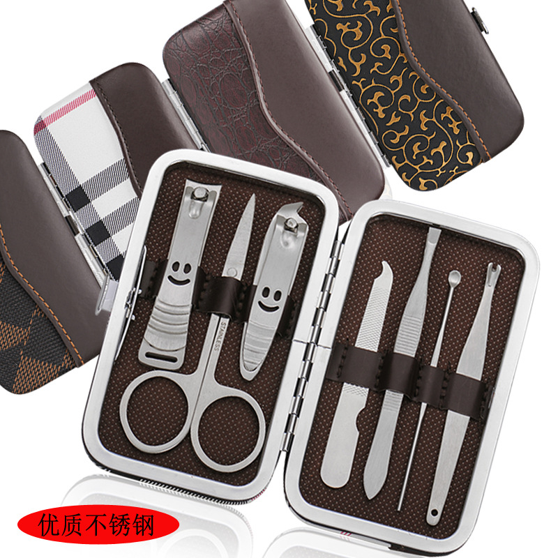 不锈钢黑色指甲剪7件套指甲刀套装修甲工具 地推活动礼品定制log|ru