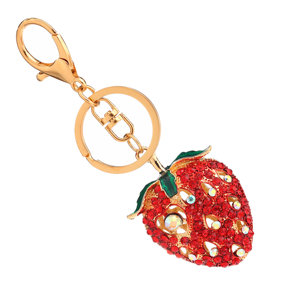 Nouveau Diamant Fraise Porte-clés Pendentif Strass Sac Accessoires Yiwu Usine En Gros Activité Promotionnel Nouveautés display picture 3