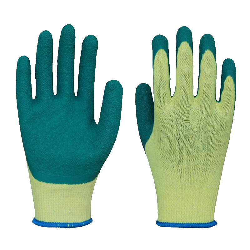 十针21支棉纱乳胶皱纹工作手套浸胶手套干活防护手套厂家供应
