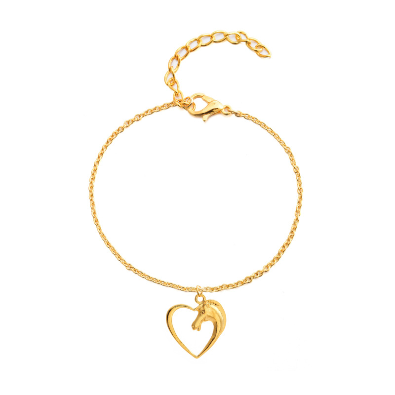 Peach Heart Bracelet Gold And Silver Animal Horse Head Pendant Bracelet Anklet Wholesale display picture 13