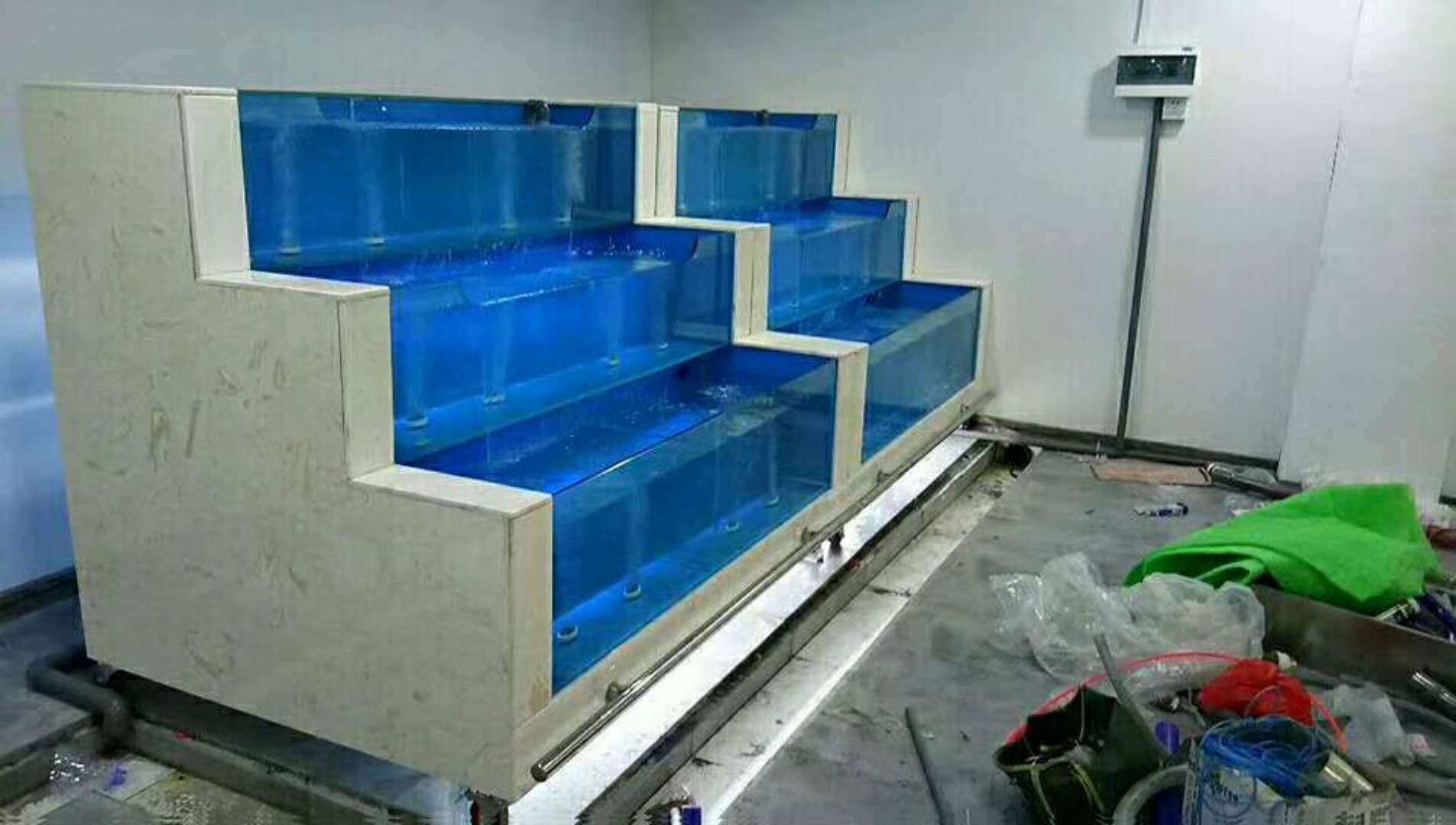 厦漳免费设计安装饭店超市鱼缸定做大理石款海鲜池水产养殖水族箱