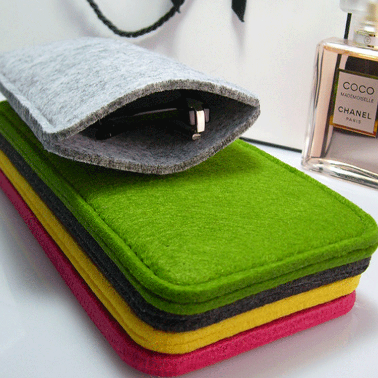 厂家直销 韩版时尚糖果色毛毡眼镜包 定制批发毛毡手机包