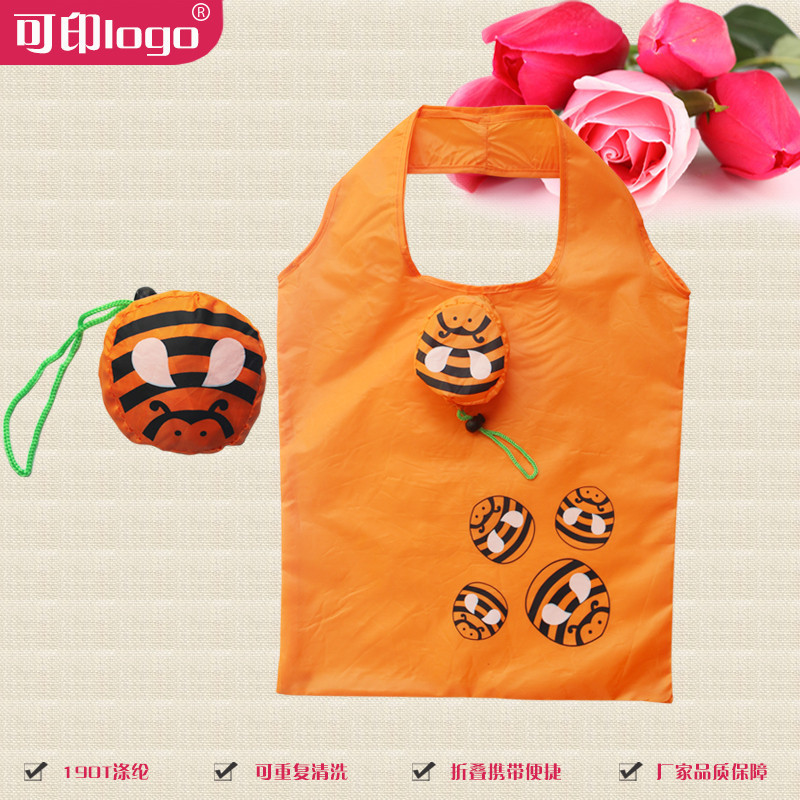 animal honeybee originality Cartoon Storage fold portable advertisement Shopping bag customized goods in stock Strawberry Bag