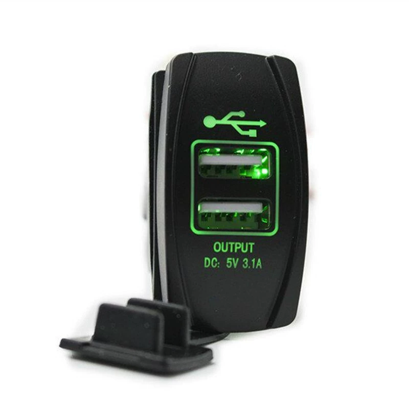 Автомобильная зарядка с квадратным креплением 12-24 В, с двумя USB-портами, с синим светом, 3100 мА, зарядка 5S 6S