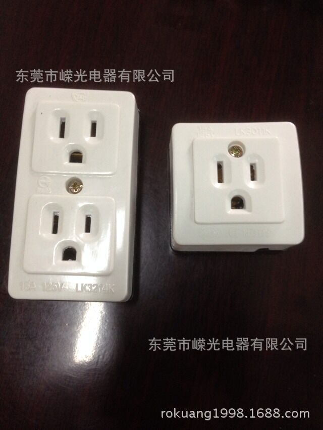 LK3214K 1美规插排 5-15P美规接线拖排 双联美标 双联美规明装