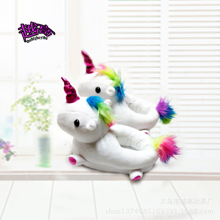 Плюшевая игрушка, плюшевые мультяшные детские тапочки, единорог