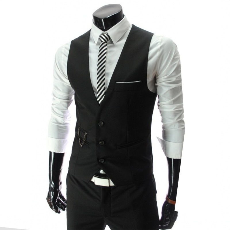 Wholesale new Korean Style Men's slim fitting V-neck suit waistcoat men's British business fashion suit jacket fashion man