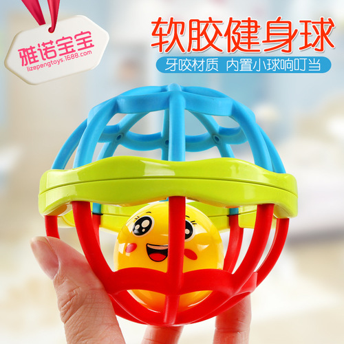 Baby teether educational soft glue colorful hand-caught rolling ball fitness ball learning to crawl intellectual development toys cross-border