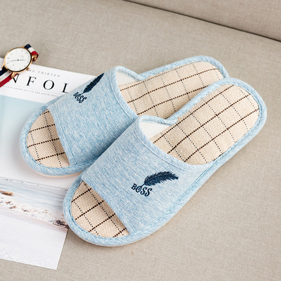 新款春秋居家亚麻拖鞋 防滑加厚情侣拖鞋 透气室内布艺拖鞋批发