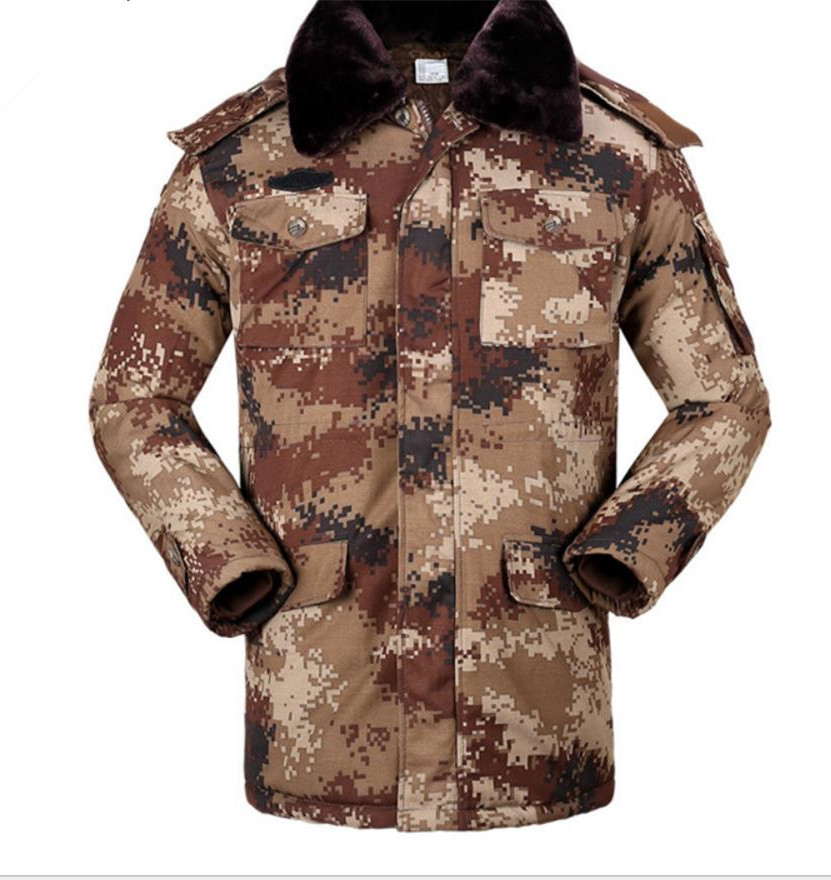 man Desert camouflage overcoat outdoors Travel Army fans Cold proof keep warm Cotton overcoat Cotton
