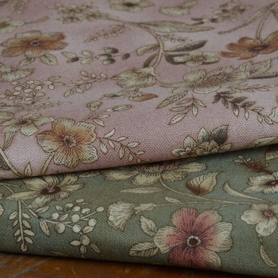 进口日式和风印花麻棉布复古面料纯棉印花布料 小碎花