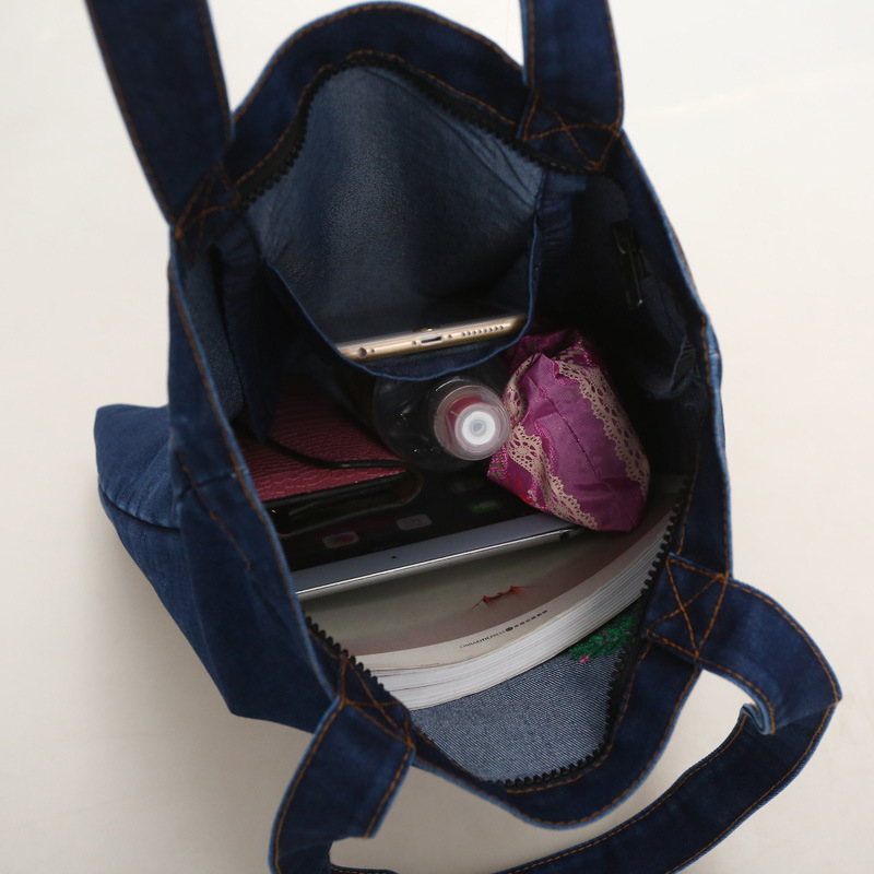 Bolso de hombro nuevo bolso de mujer moda bolso de impresión simple bolso de mujer textura casual de gran capacidad bolso de vaquero de lona de moda