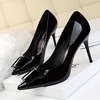 Korean fashion professional ol high heels women’s shoes thin heel high heel patent leather shallow mouth pointed square 