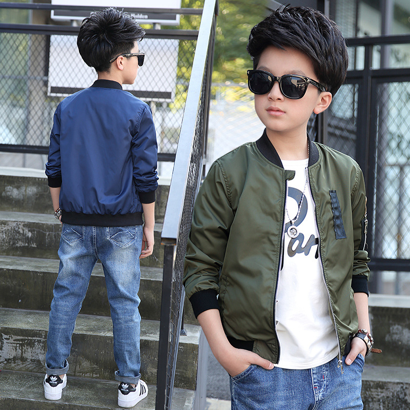 2021 children's clothing boys' coat autumn clothing Korean version middle and large children's short jacket children's foreign style coat one hair substitute