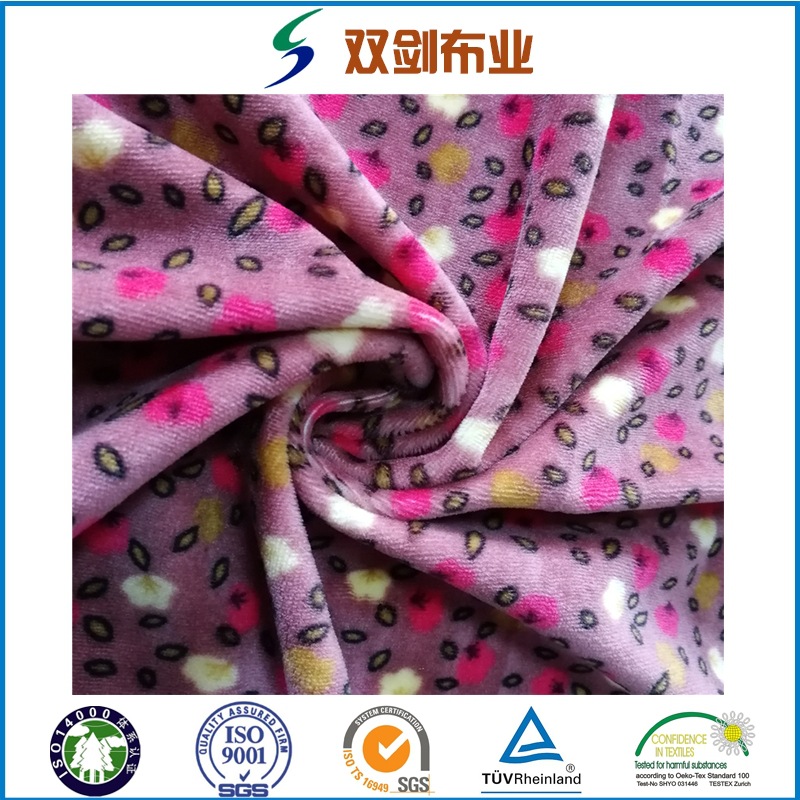 纬编贝贝绒超柔染色印花1毛高服装玩具面料