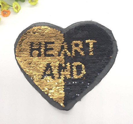 New Color Changing Beads Embroidery Cloth Stickers Flip Double-sided Sequin Embroidery Chapter Peach Heart English Patch Stickers display picture 5