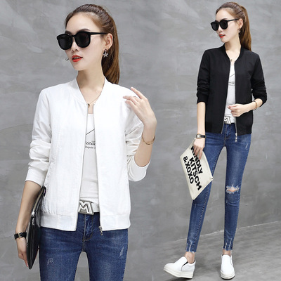 印花棒球服女2018秋裝新款韓版百搭短款長袖小清新bf夾克小外套潮