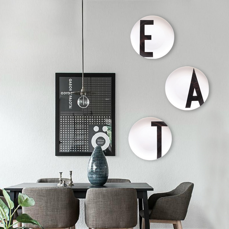 Creativo decoración de la pared sala de estar nórdico moderno cerámica carta Colgante placa de decoración de la pared placa al por mayor