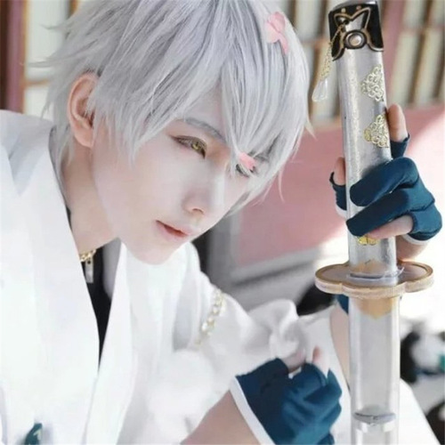Cross-border supply men's wig short hair cos anime white cosplay fake hair amazon dropshipping