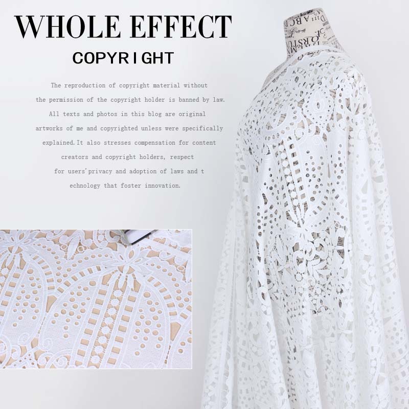 雅泽牛奶丝刺绣花边镂空加厚红白水溶面料时尚女装童装布料批发