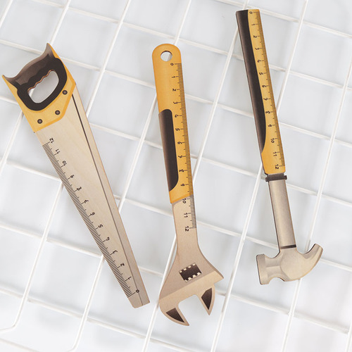 Wooden tool pencil shape cartoon ruler Korean creative stationery primary school students school supplies children's gifts