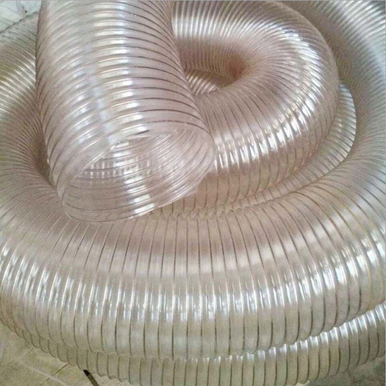 厂家供应PU钢丝软管  透明PU吸尘软管 聚氨酯通风吸尘PU软管