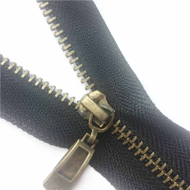 优质夹克皮衣外套用5#开尾拉链 牛仔上衣用自锁齿轮青古铜拉链