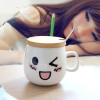 Cute coffee ceramics, cup with glass, Birthday gift, wholesale