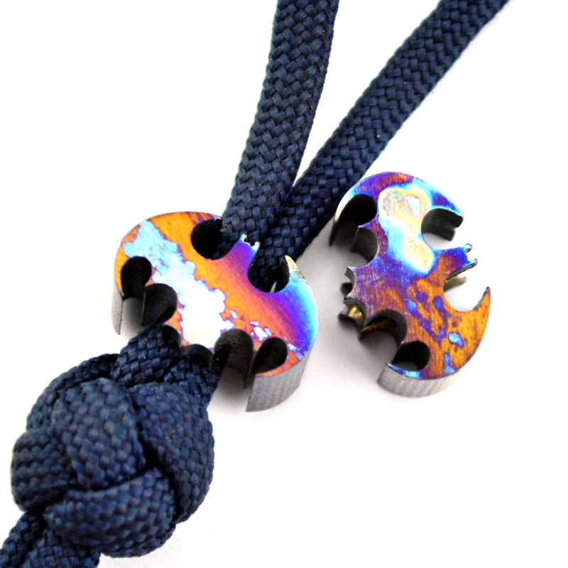 钛合金烧钛 刀坠 伞绳刀坠挂件TC4材质蝙蝠造型钛合金刀坠EDC工具