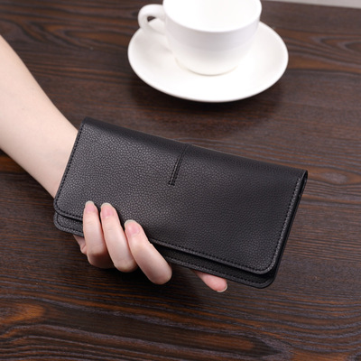 歐美大牌簡約超薄長款錢包女真皮2020新款氣質搭扣卡位軟牛皮錢夾