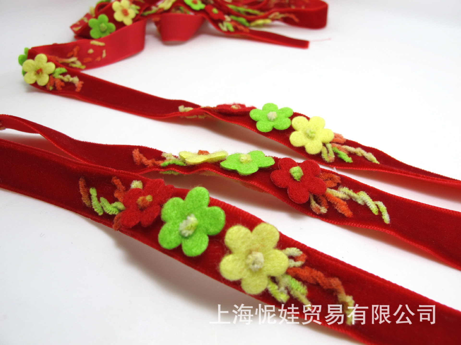 怩娃|一码|16mm毛毡绣花丝绒带花边织带DIY