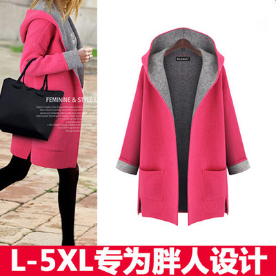 新款加肥加大码女装胖MM秋毛呢外套胖妹妹显瘦中长款大衣服8040|ms