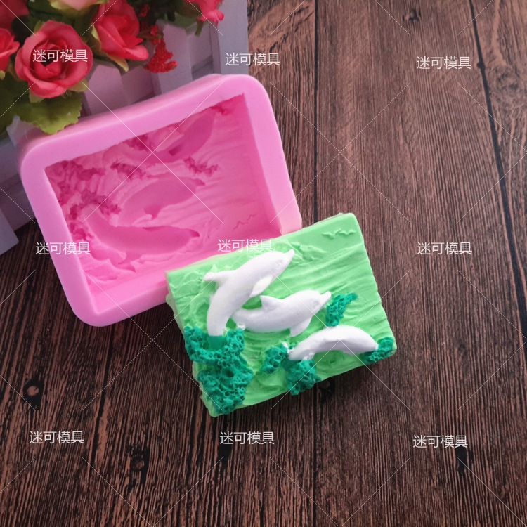 Fondant molde de silicona delfín algas pastel fondant molde chocolate molde de silicona jabón molde de jabón al por mayor