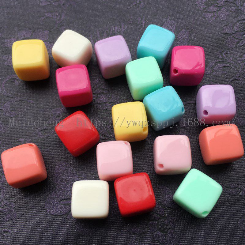 义乌美德恒 10mm彩色方珠侧角单孔耳钉用DIY手工串珠饰品配件详情图7