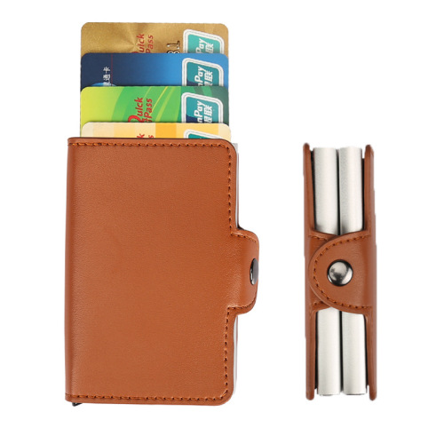 Anti-theft aluminum card holder credit card holder automatic business card box dual card large capacity card box aluminum alloy card box