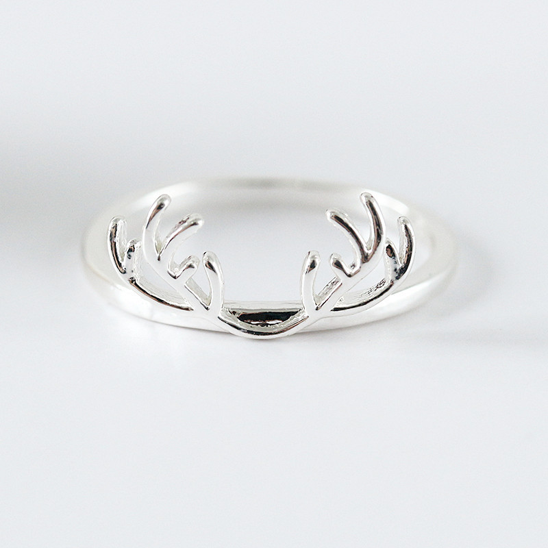 Christmas Reindeer Elk Ring Antlers Ring Tail Ring Silver Plated Ring Wholesales Fashion display picture 1