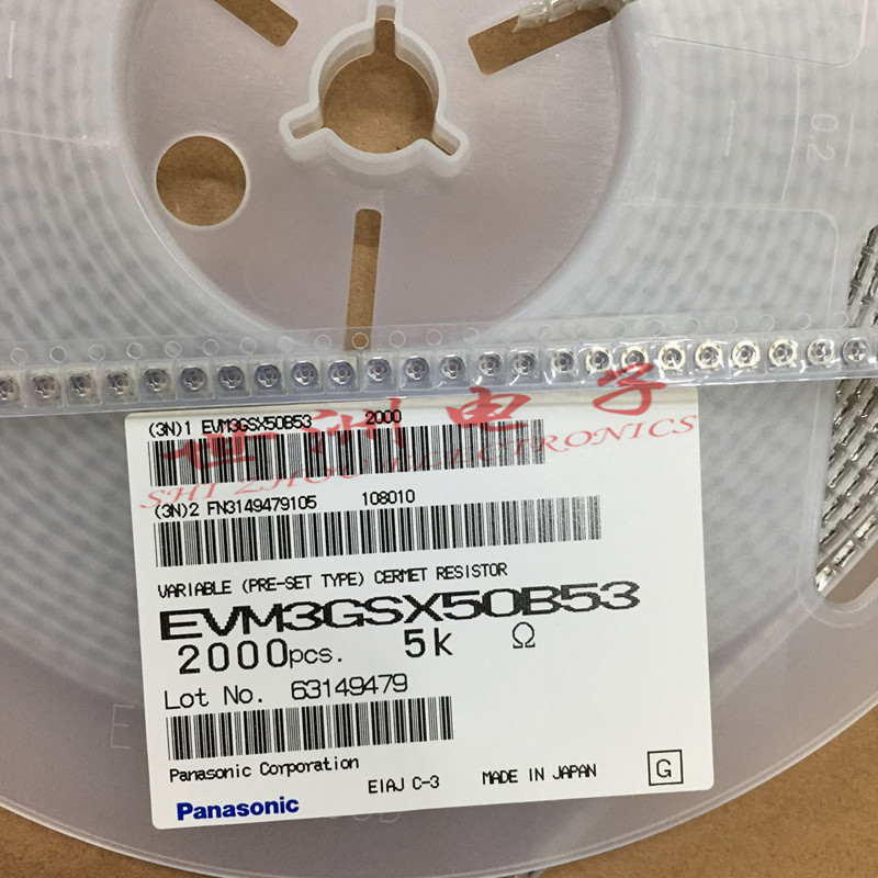 原装松下可调电位器EVM3GSX50B53 体积3*3 阻值5K 单圈 贴片可调