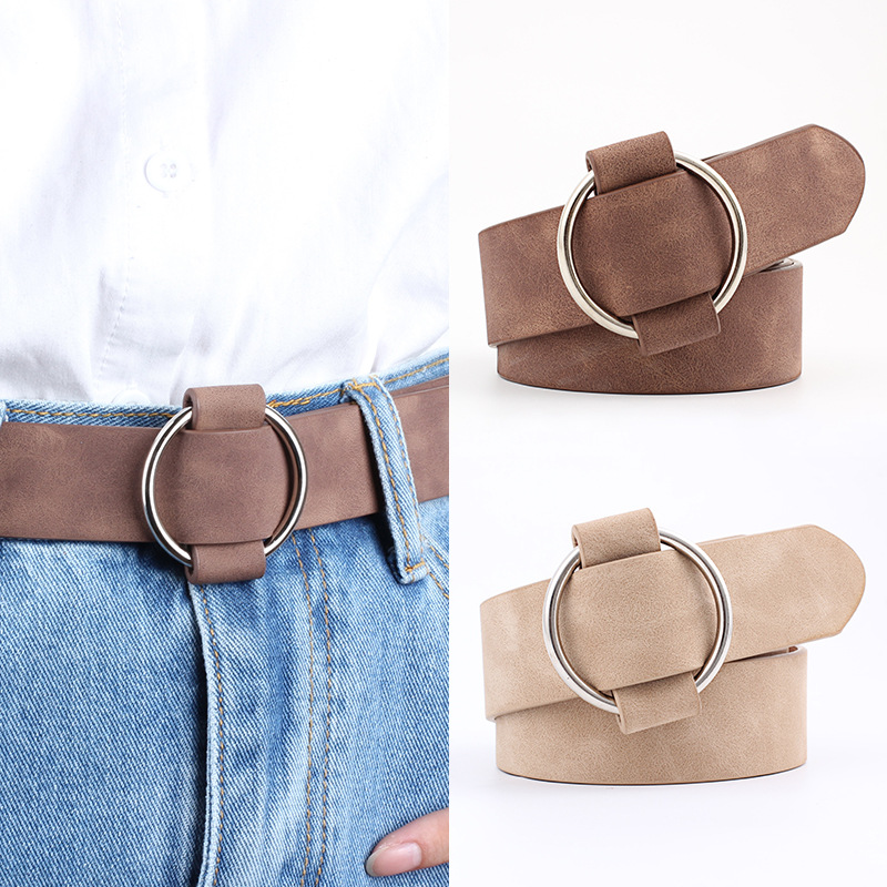 Nuevo cinturón creativo sin alfiler con hebilla redonda informal para mujer, cinturón ancho a la moda juvenil, cinturón al por mayor para mujer_voghion.com