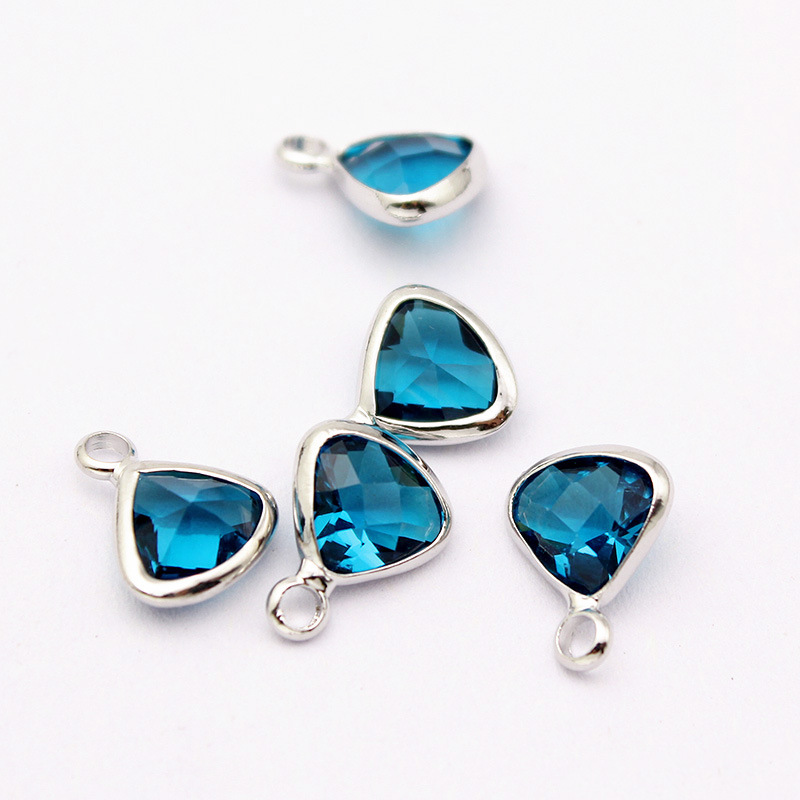 10 PCS/Package Diameter 8mm Alloy Birthstone Triangle Polished Pendant display picture 7