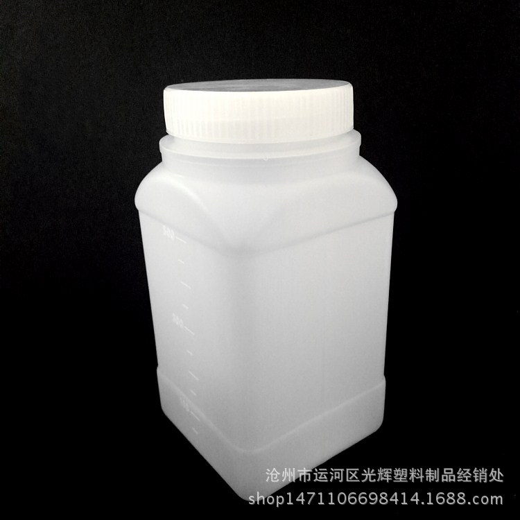 工厂直供500mlpe广口带内塞盖方形塑料瓶 大口化工试剂饲料分装瓶