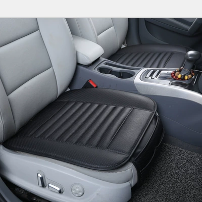 Amazon Hot Hot Foreign Trade Bamboo Charcoal Single-piece Cushion No Backrest Car Cushion Rear Seat Three-piece Set (Seat cushion, seat cover) - black