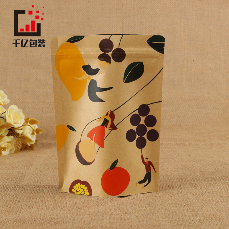 厂家牛皮纸袋坚果核桃食品开窗包装袋 防油食品方底零食纸袋定做