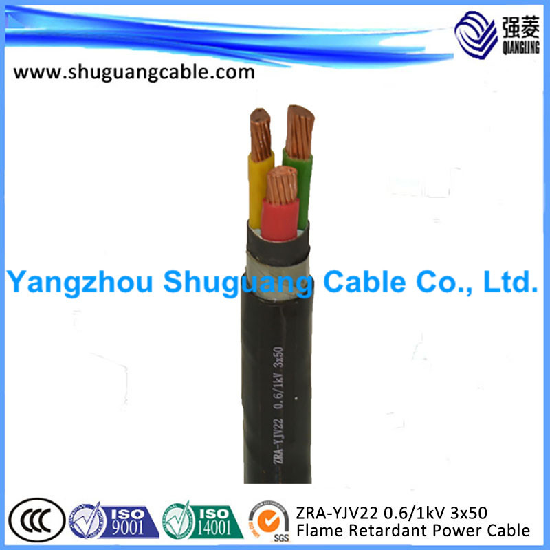 扬州曙光电缆阻燃电力电缆  ZRA-YJV22 0.6/1kv 3x50厂家直销