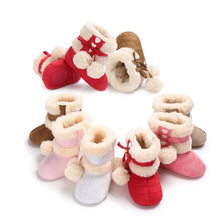 0-1歲兒童雪地靴冬季麂皮絨保暖加厚女寶寶鞋加絨軟底嬰兒棉靴
