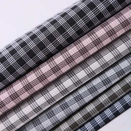 平纹涤纶格子布 时尚女装休闲服衬衫面料 30*24色织格子布E18