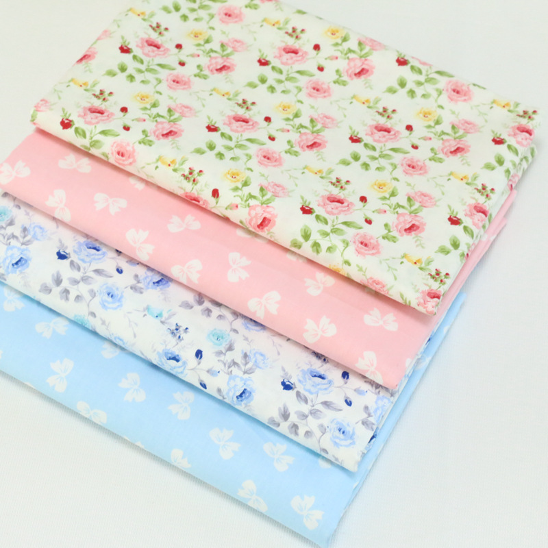 田园小碎花蝴蝶结印花全棉面料 纯棉被套床单枕套布料 厂家批发