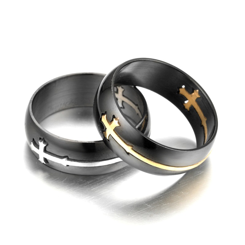 Wholesale Creative Cross Titanium Steel Ring Nihaojewelry display picture 2