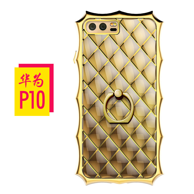 SIMON Crown Luxury Royal Electroplating Soft TPU Streamline Protection Case Cover with 360° Rotating Anti-drop Finger Ring Grip Holder for Huawei P10 & Huawei P10 Plus