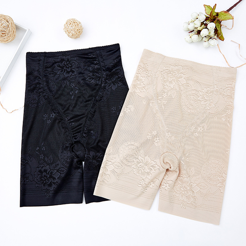 Pantalones de seguridad anti-exposición de las mujeres de verano de cintura alta del vientre que forma los pantalones de elevación de la cadera transpirable cuerpo sin costuras que forma las polainas delgados de una sola pieza de entrega