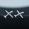 Airplane, earrings, stone inlay, fashionable zirconium, accessory, silver 925 sample, simple and elegant design, 925 sample silver, wholesale